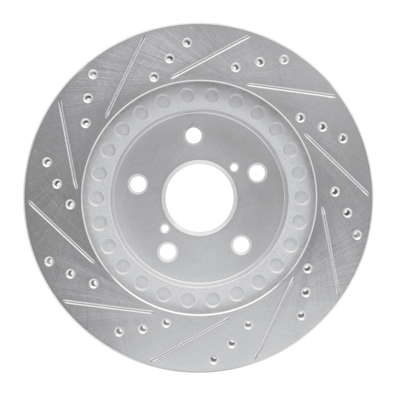 Toyota RAV4 Brake Rotor (1) - Front Right - R1 Concepts - Drilled & Slotted - Silver - `96-`03